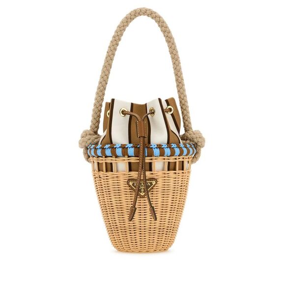 Prada Women Wicker Mini Bucket Bag - Picture 1 of 2